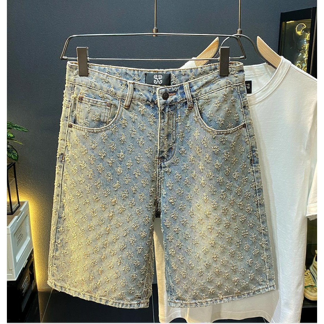 Vintage Fashion Shop - Letnie dżinsowe szorty męskie w stylu