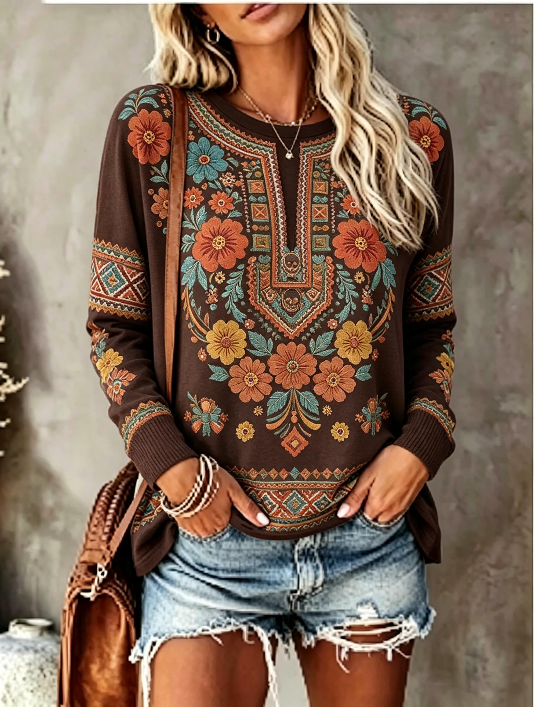 Damska koszulka z długim rękaw – Printed Floral Shirt recenzja i cena