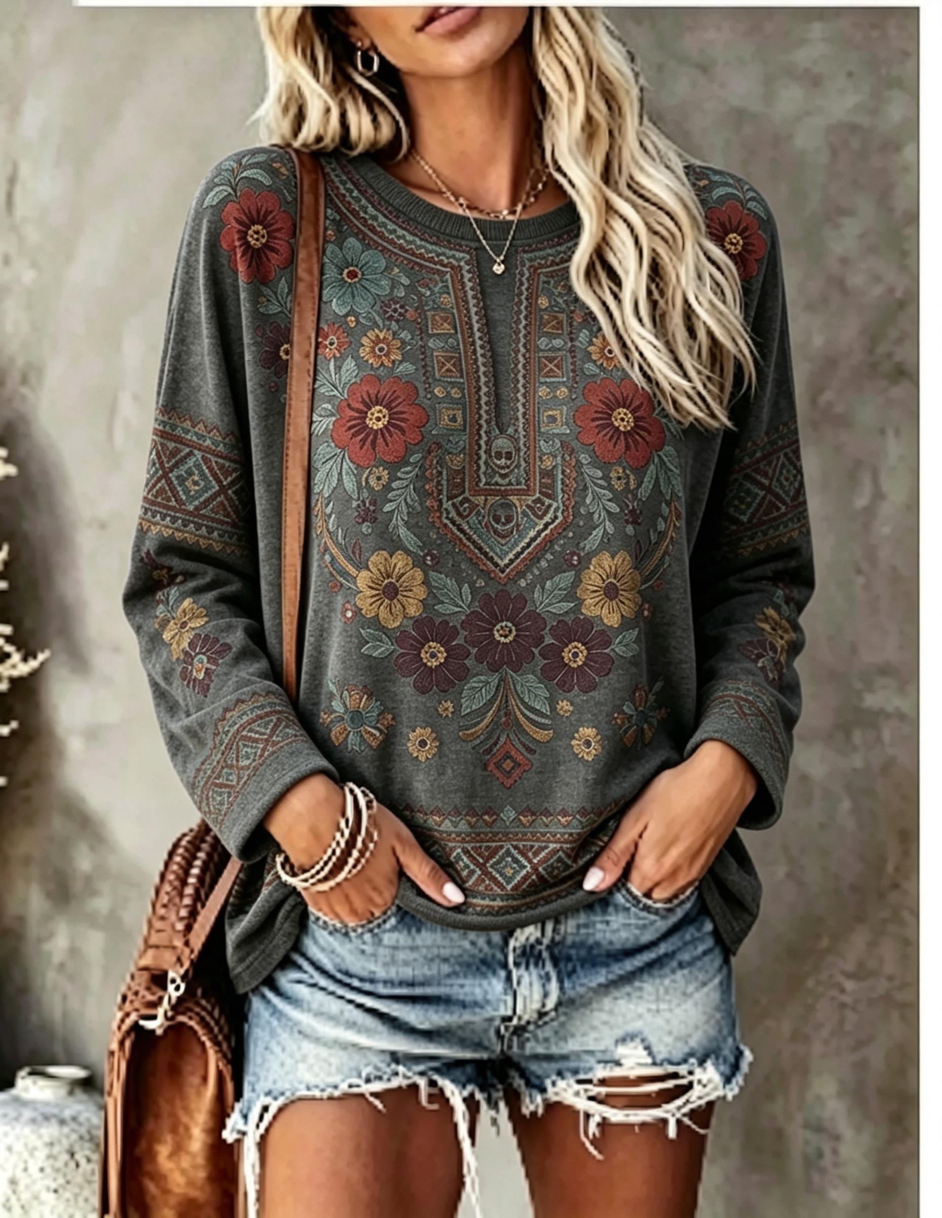Damska koszulka z długim rękaw – Printed Floral Shirt recenzja i cena