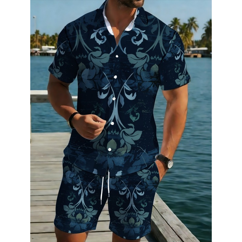 Granatowy męski zestaw: koszul – Printed Floral Shirt recenzja i cena