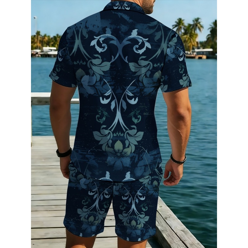 Granatowy męski zestaw: koszul – Printed Floral Shirt recenzja i cena