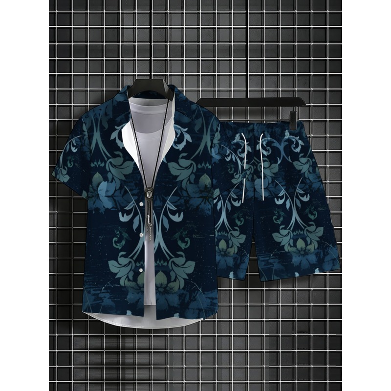 Granatowy męski zestaw: koszul – Printed Floral Shirt recenzja i cena