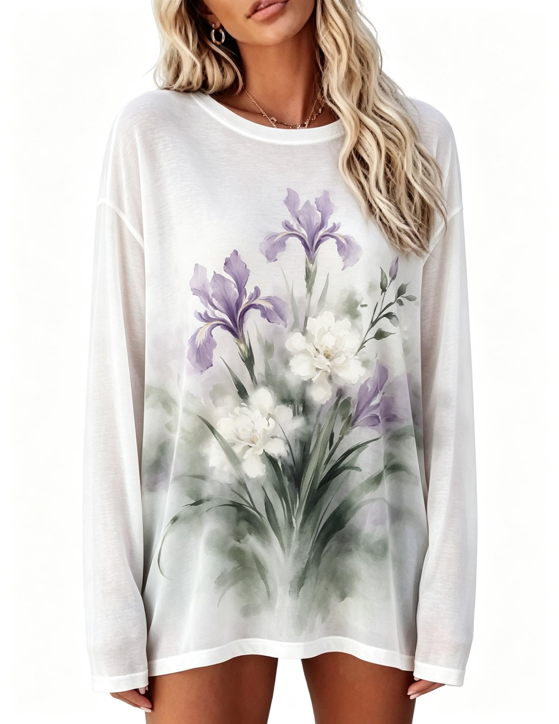 Damska koszulka z długim rękaw – Printed Floral Shirt recenzja i cena