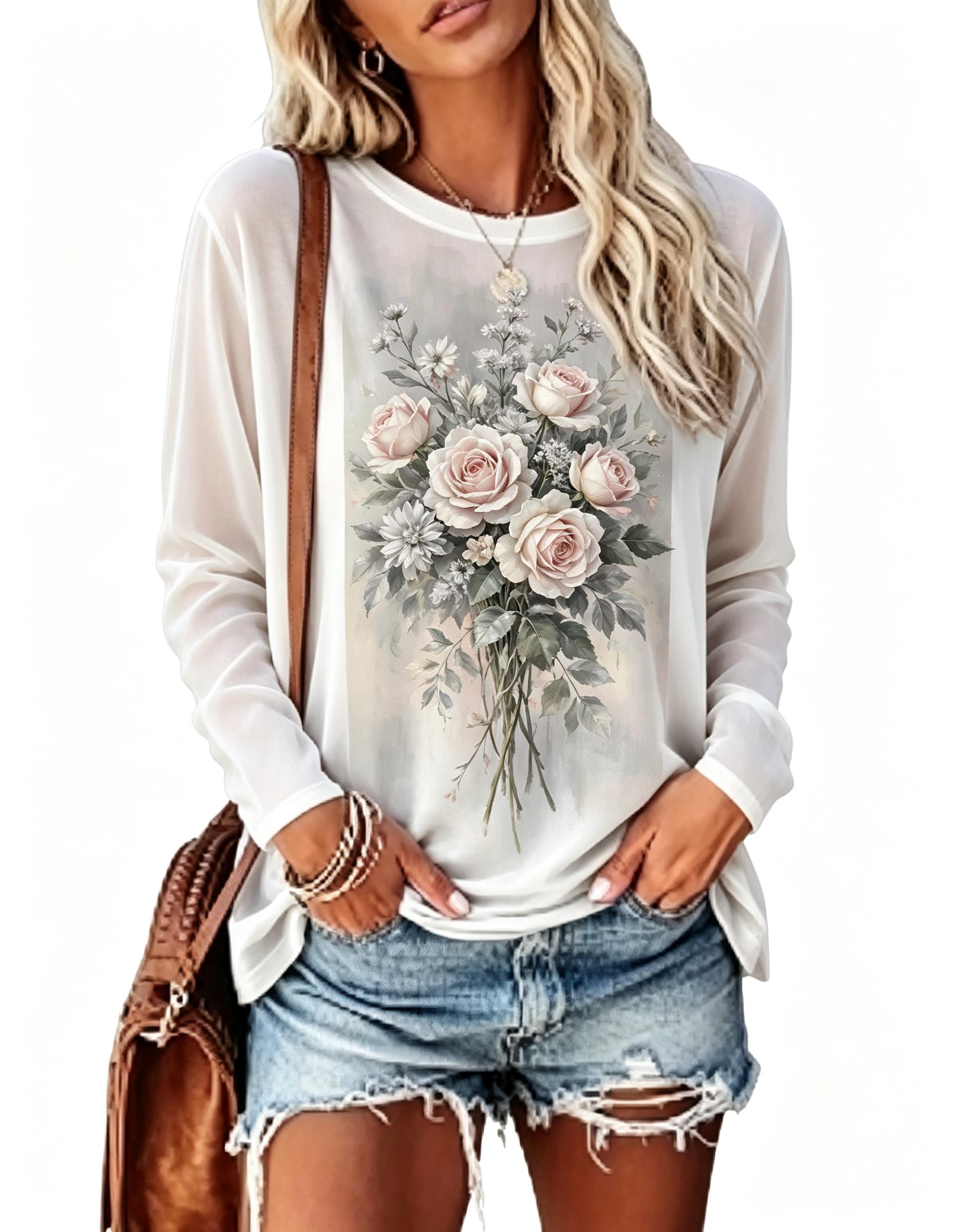 Damska koszulka z długim rękaw – Printed Floral Shirt recenzja i cena