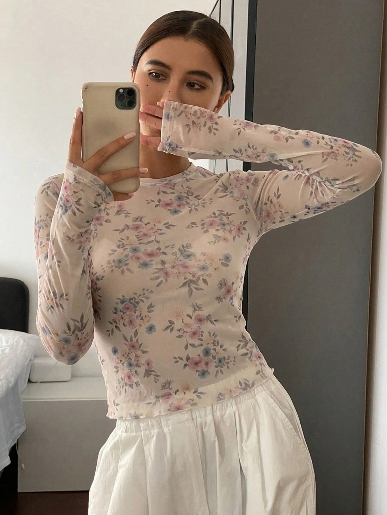 Damska koszulka z długim rękaw – Printed Floral Shirt recenzja i cena