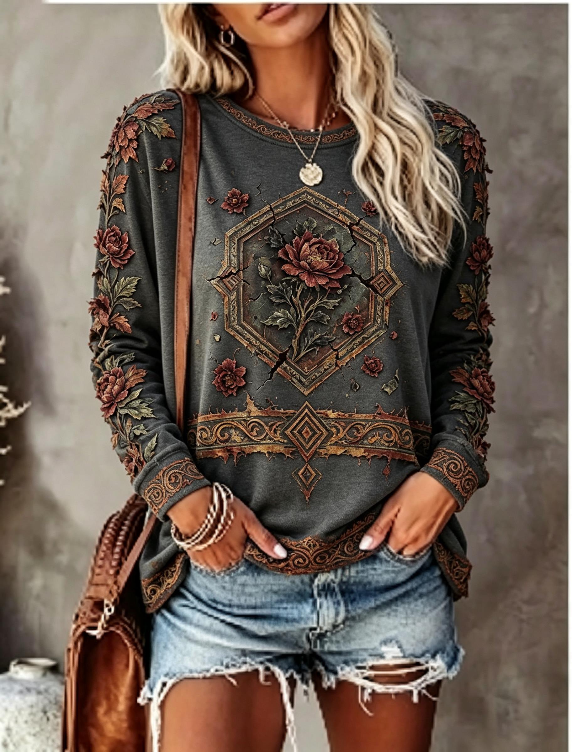 Damska koszulka z długim rękaw – Printed Floral Shirt recenzja i cena