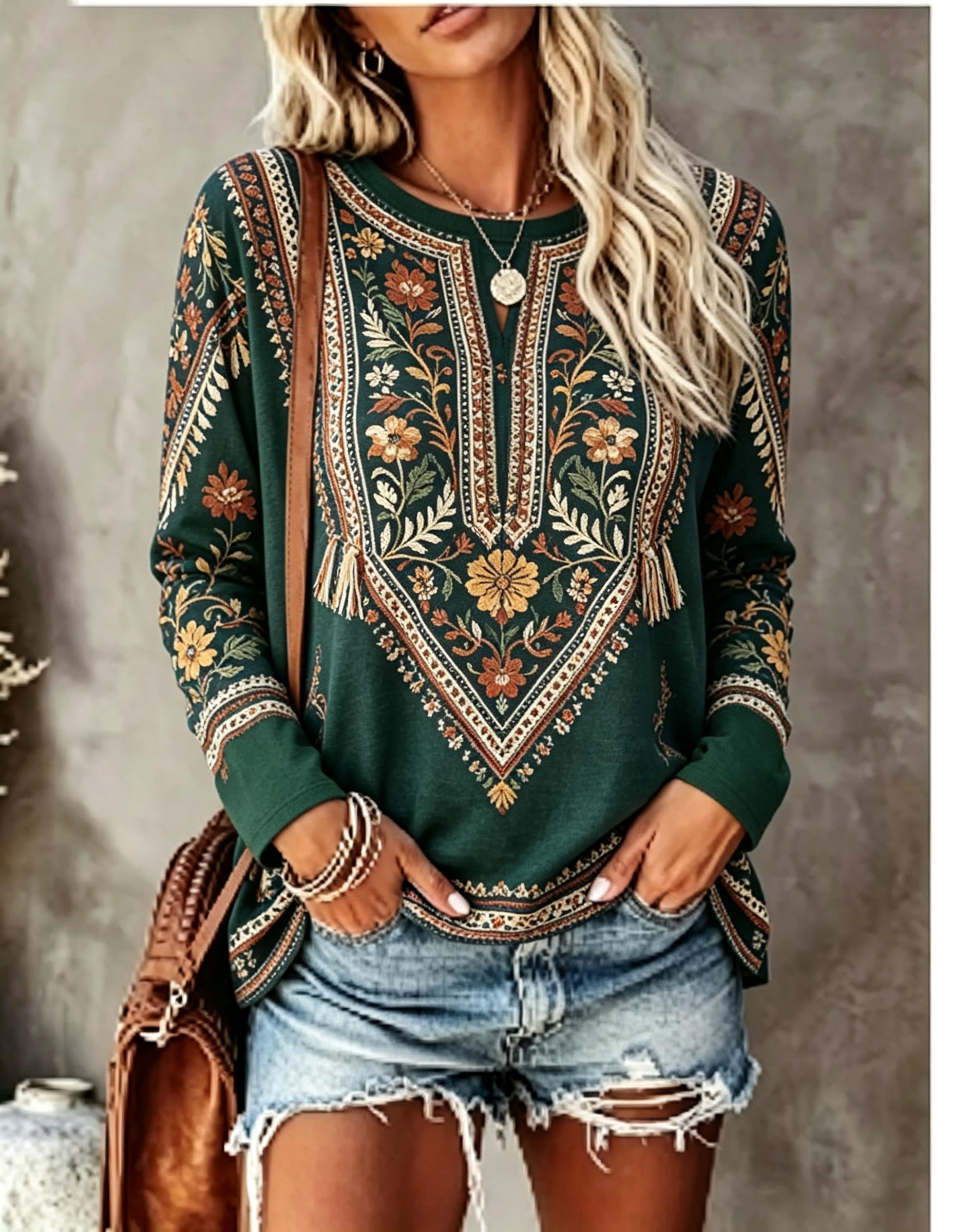 Damska koszulka z długim rękaw – Printed Floral Shirt recenzja i cena