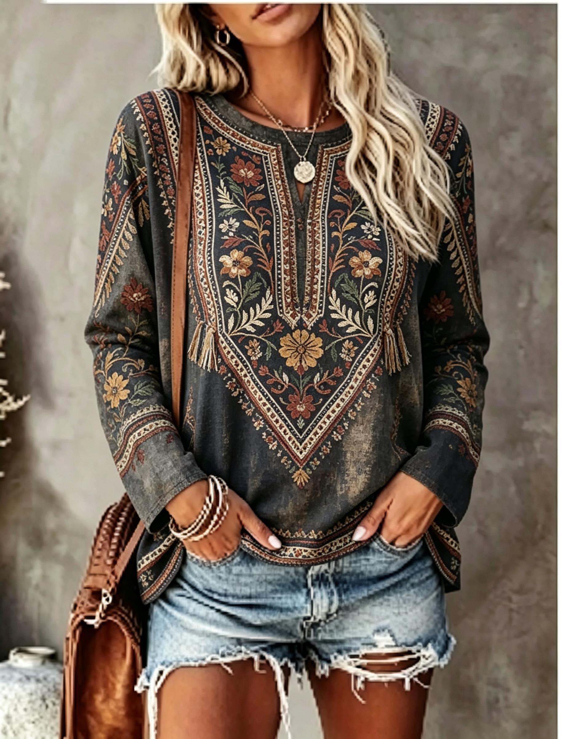 Damska koszulka z długim rękaw – Printed Floral Shirt recenzja i cena