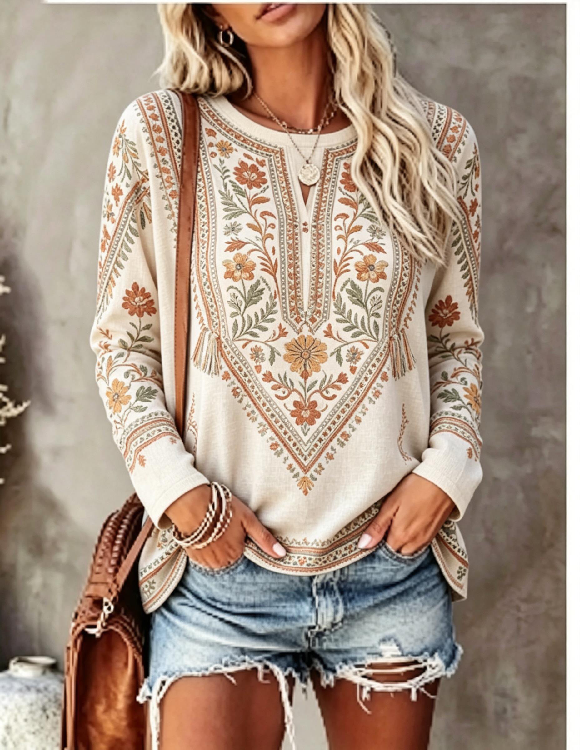 Damska koszulka z długim rękaw – Printed Floral Shirt recenzja i cena