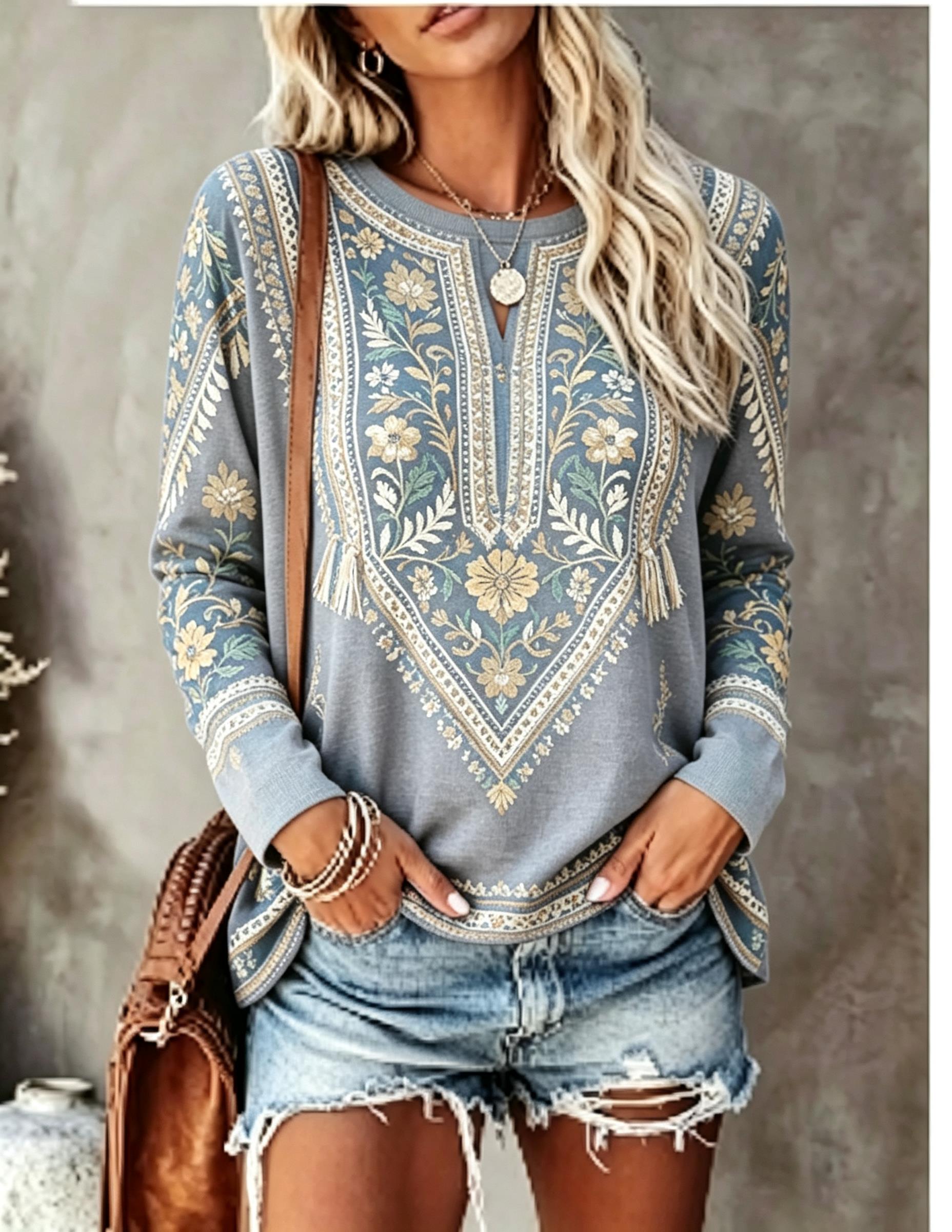 Damska koszulka z długim rękaw – Printed Floral Shirt recenzja i cena