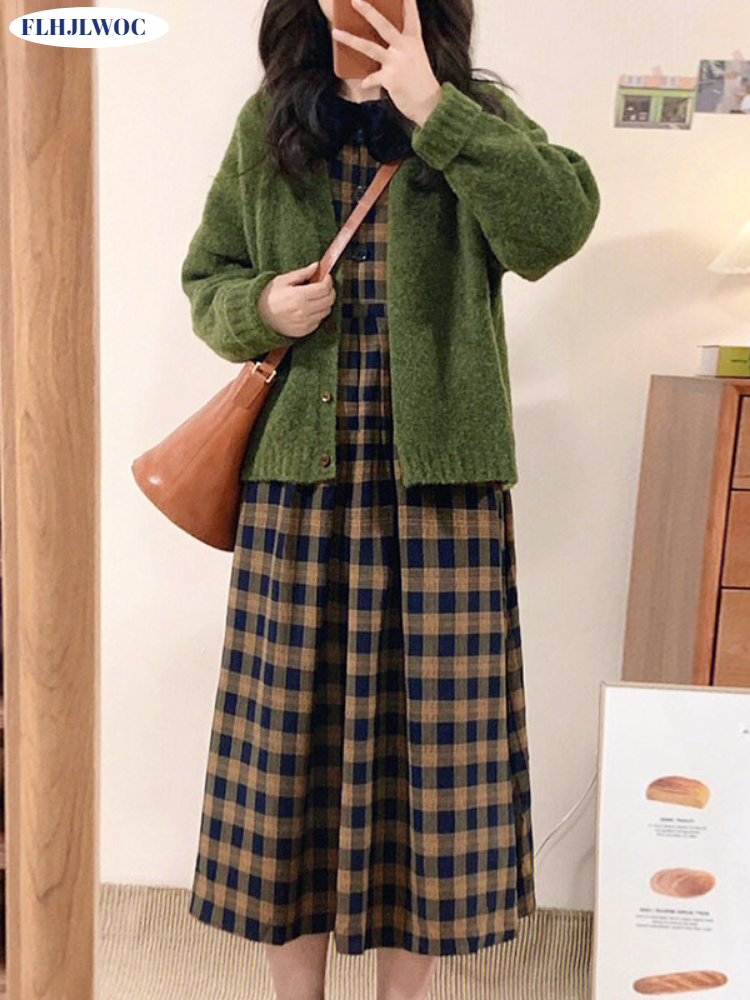 Kawa sukienka w kratę 2023 pod – Vintage Fashion Korea recenzja i cena