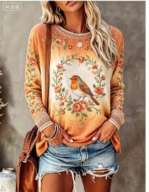 Damska koszulka z długim rękaw – Printed Floral Shirt recenzja i cena