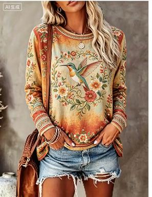 Damska koszulka z długim rękaw – Printed Floral Shirt recenzja i cena