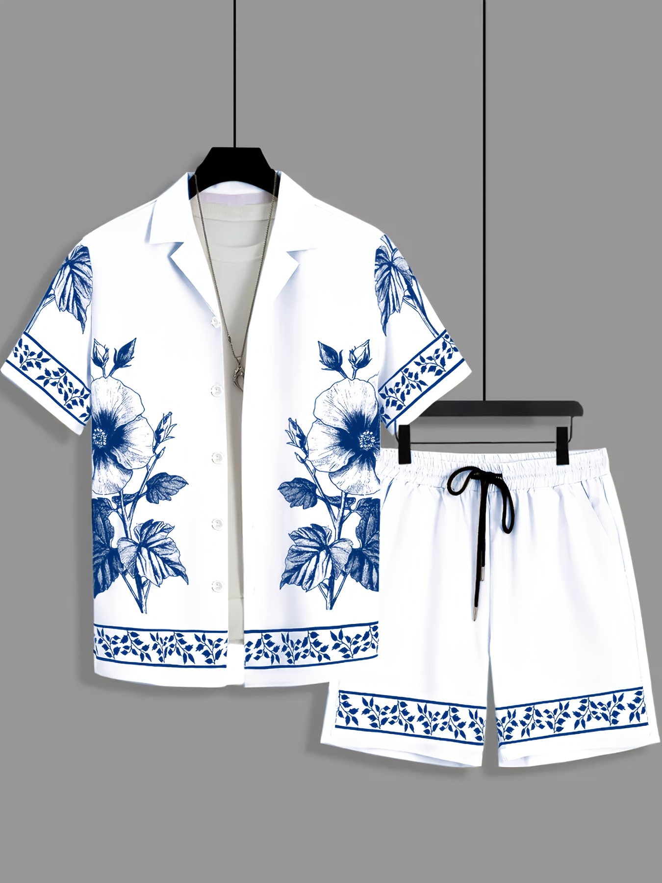 Męski luźny dwuczęściowy zesta – Printed Floral Shirt recenzja i cena