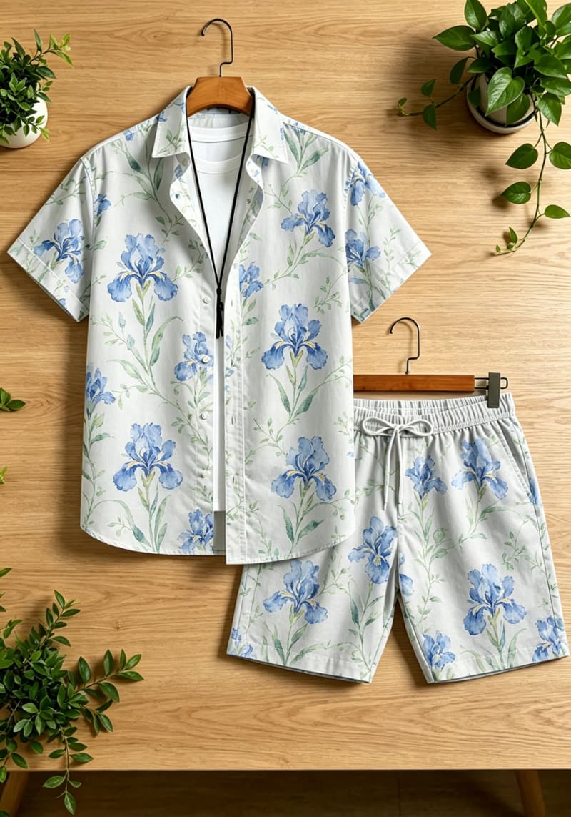 Męski dwuczęściowy zestaw z kw – Printed Floral Shirt recenzja i cena