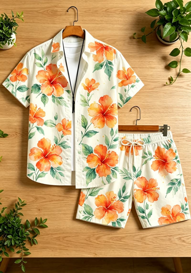 Męski dwuczęściowy zestaw z kw – Printed Floral Shirt recenzja i cena