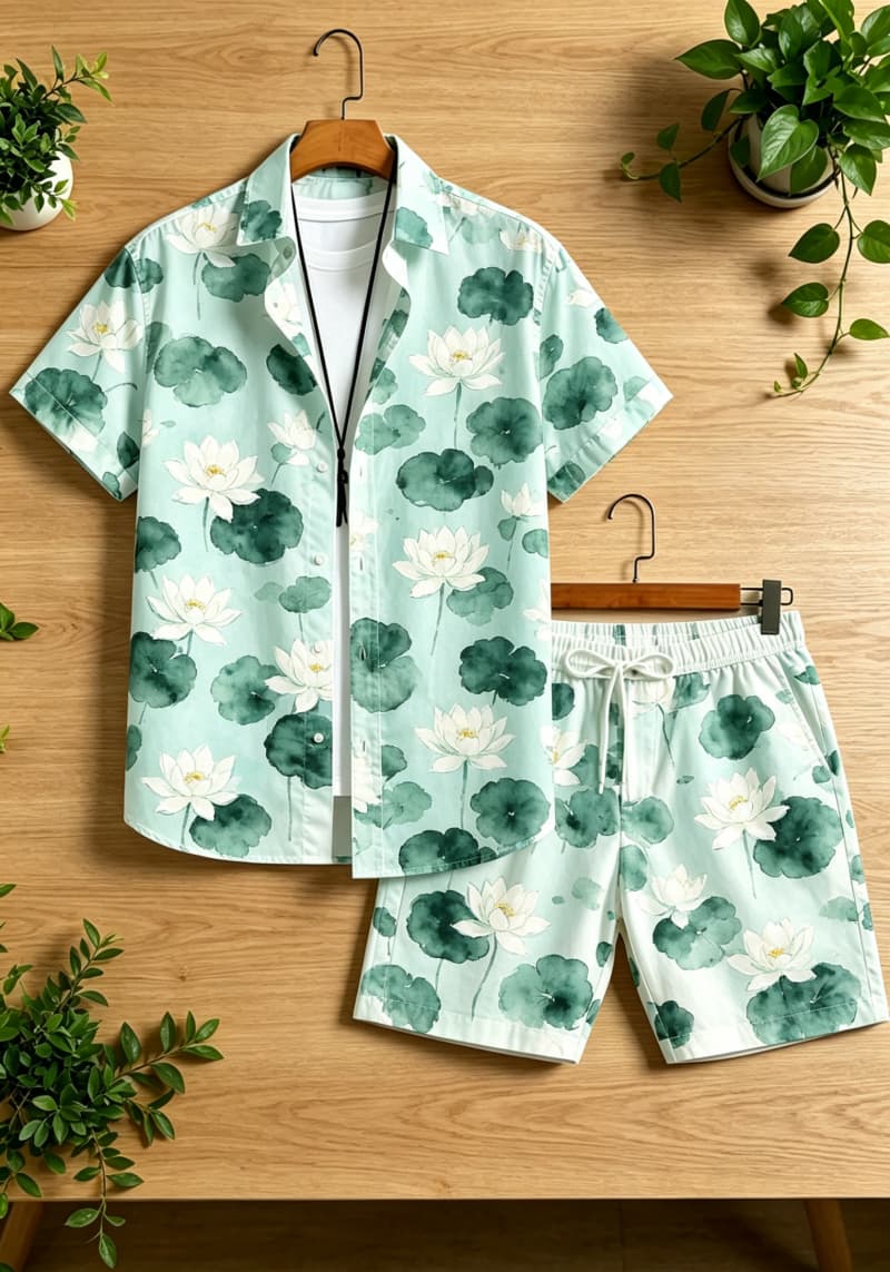 Męski dwuczęściowy zestaw z kw – Printed Floral Shirt recenzja i cena
