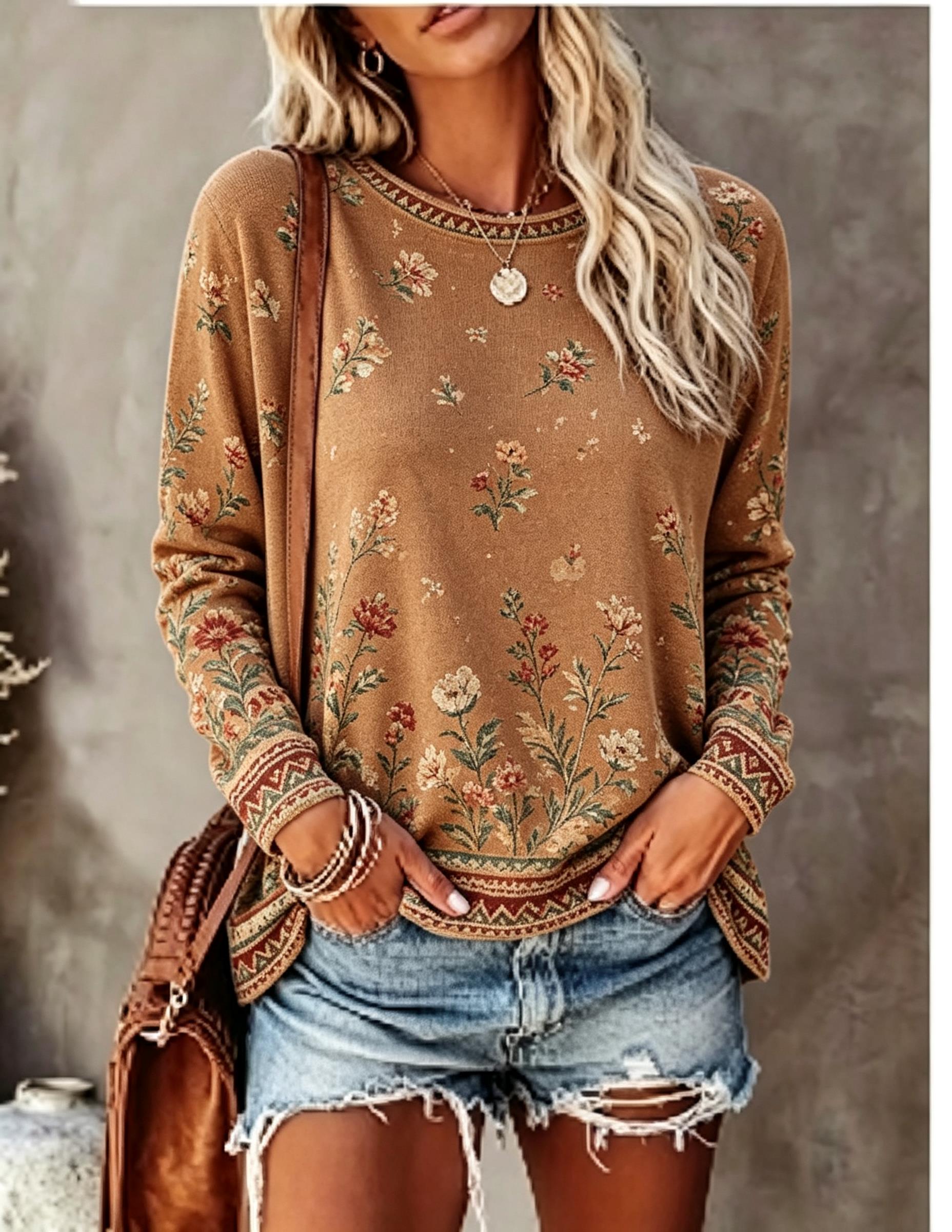Damska koszulka z długim rękaw – Printed Floral Shirt recenzja i cena
