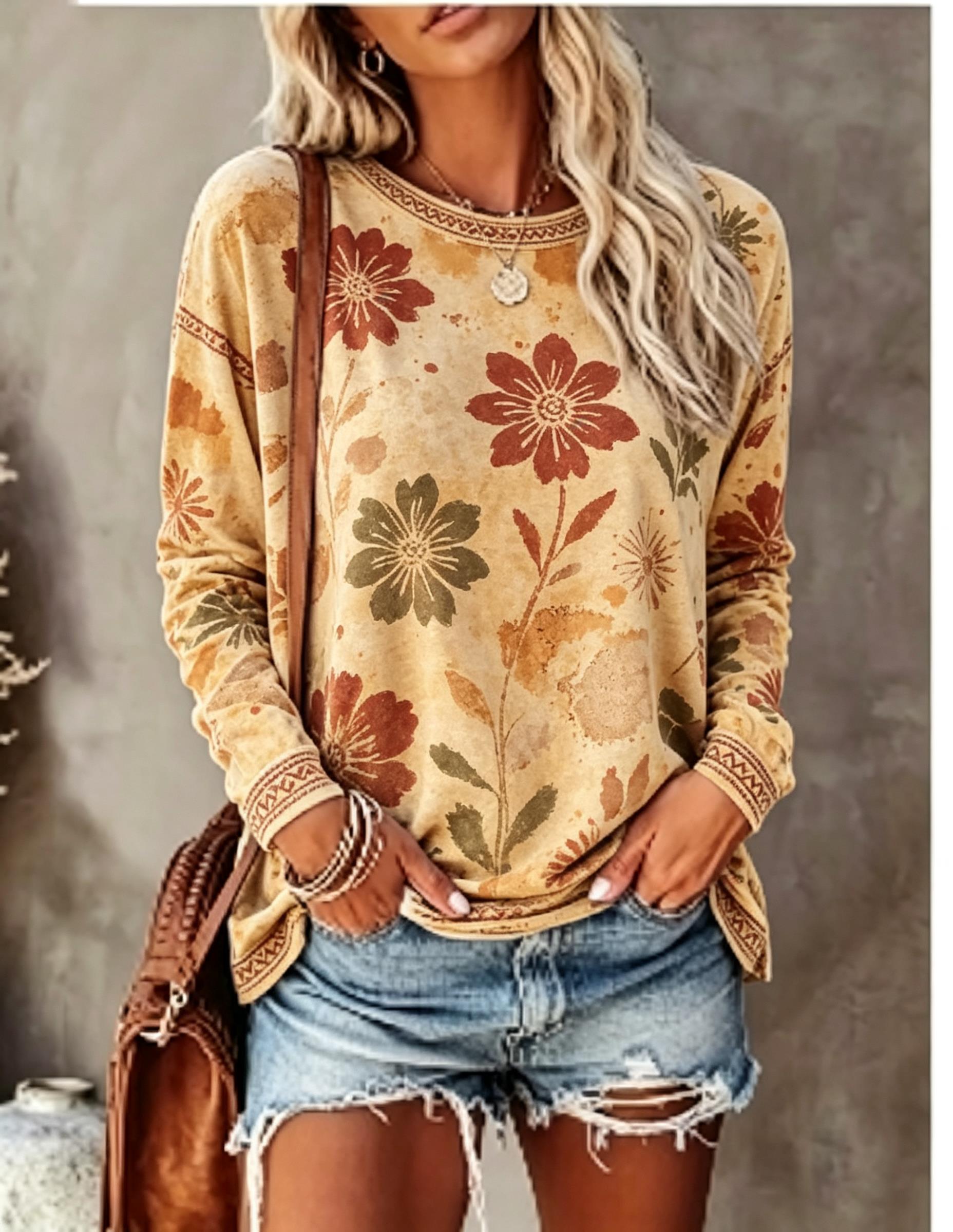Damska koszulka z długim rękaw – Printed Floral Shirt recenzja i cena