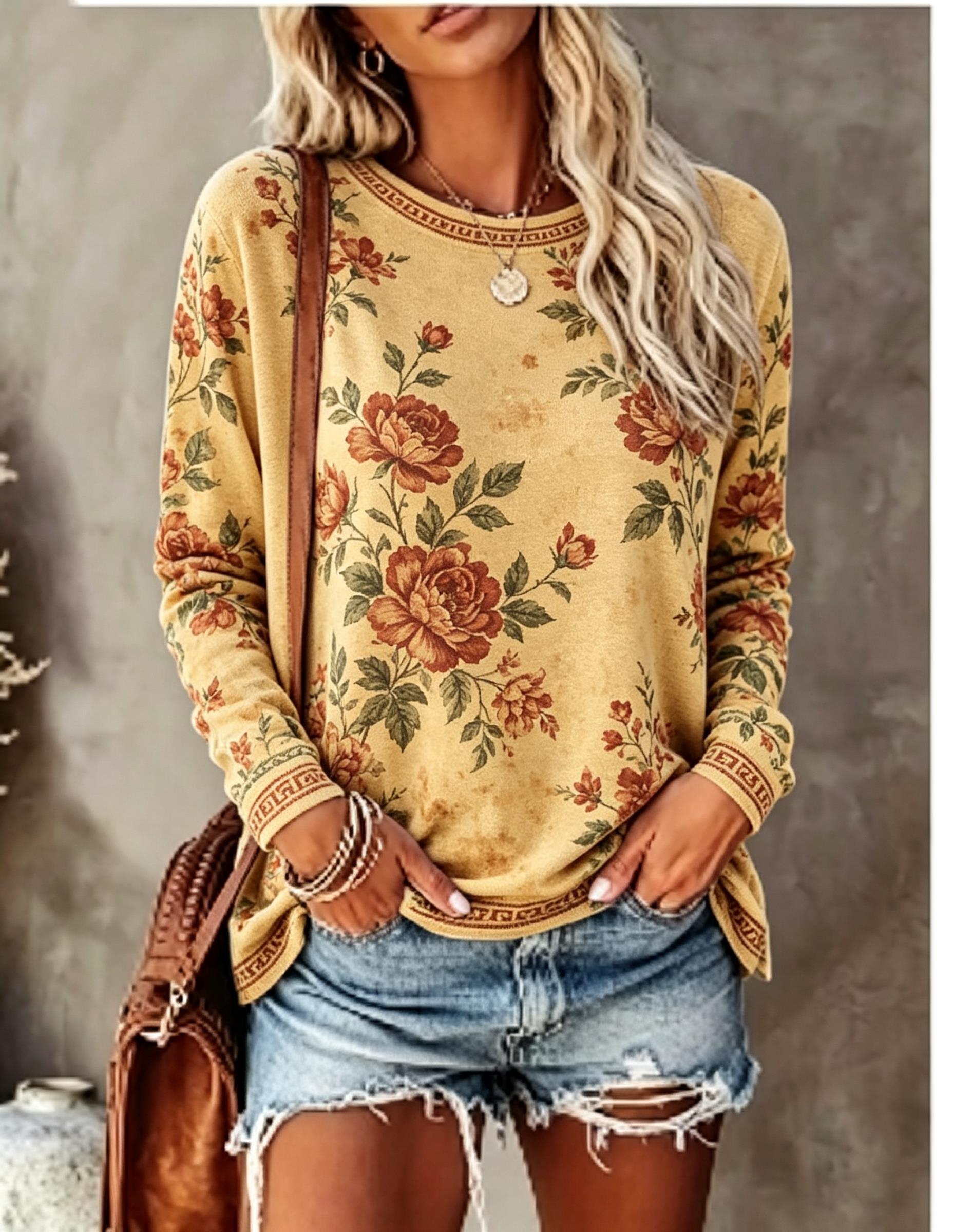 Damska koszulka z długim rękaw – Printed Floral Shirt recenzja i cena