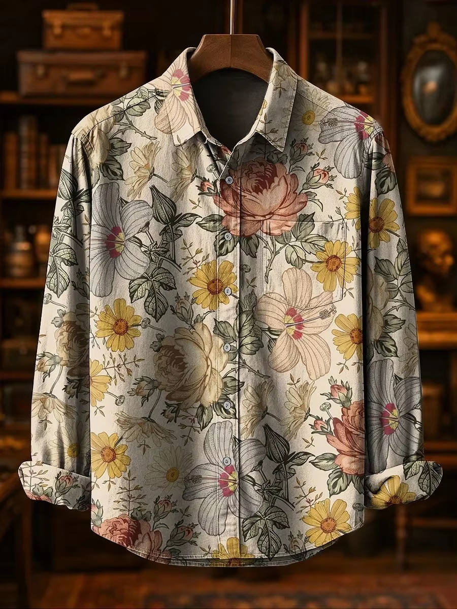 Męska koszula lniana w stylu c – Printed Floral Shirt recenzja i cena